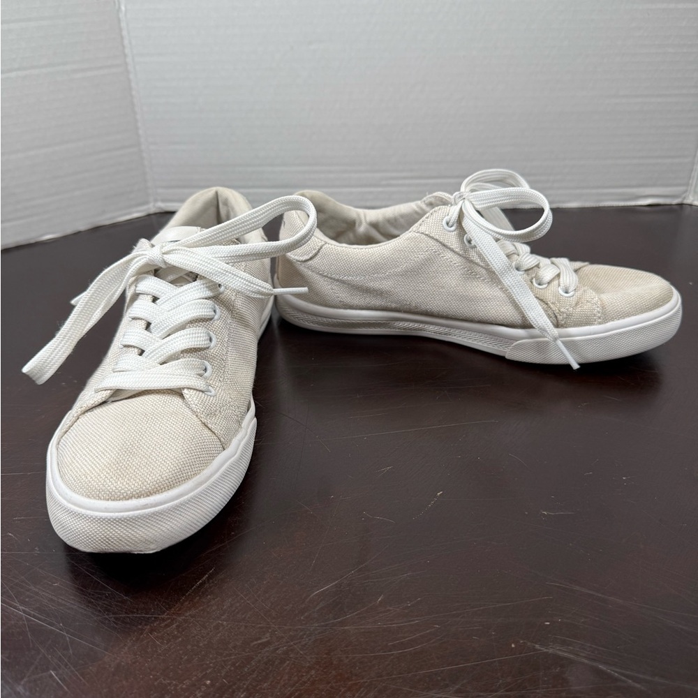 Tommy Hilfiger Cream Sneakers Classic Low Top sz:6.5M Skater‎ Punk Y2K Citycore